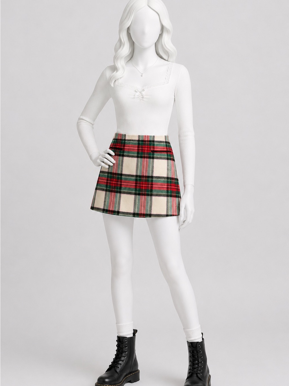 Copper Key Girls Christmas Plaid Mini Skirt XL NWT Red Green